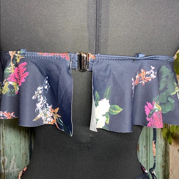 Two Piece Set Swimsuit Sexy Deep V Ruffle Bikini High Waist - Picture 8 of 10